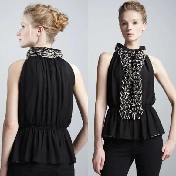 Robert Rodriguez Ruffled Peplum Sleeveless Top - Picture 1 of 8